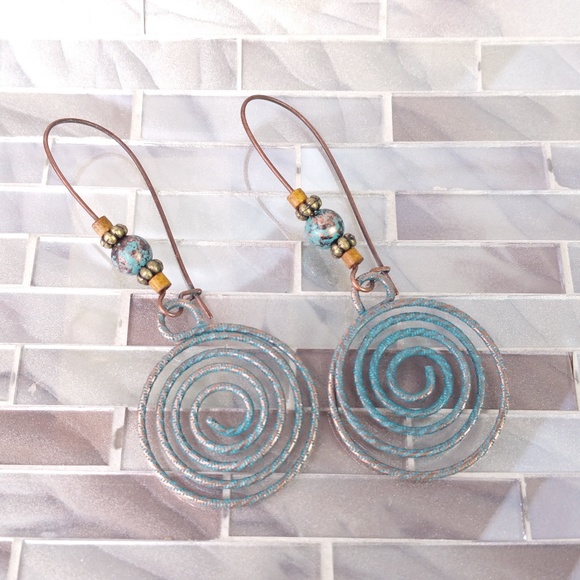 Jewelry - 2 for $15 Boho Bronze Turquoise Patina Earrings~